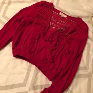 Long sleeve red crop top